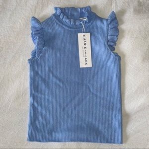 NWT Janie and Jack Toddler Periwinkle Blue Sleeveless Blouse w/ Ruffled Sleeves